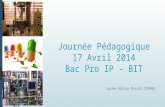 Journée Pédagogique 17 Avril 2014 Bac Pro IP - BIT Lycée Blaise Pascal COLMAR.