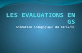 Animation pédagogique du 14/12/11. Les évaluations de GS Présentation de loutil Eduscol –MEN/DGESCO Principe dun bilan en fin décole maternelle -Circulaire.