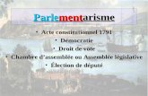 Parlementarisme Acte constitutionnel 1791Acte constitutionnel 1791 DémocratieDémocratie Droit de voteDroit de vote Chambre dassemblée ou Assemblée législativeChambre.