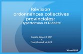 Révision ordonnances collectives provinciales: Hypertension et Diabète Isabelle Boily, inf. GMF & France Forand, inf. GMF 10 mai 2013.