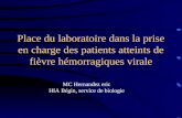 Place du laboratoire dans la prise en charge des patients atteints de fièvre hémorragiques virale MC Hernandez eric HIA Bégin, service de biologie.
