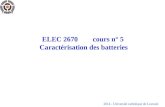 2014 - Université catholique de Louvain ELEC 2670cours n° 5 Caractérisation des batteries.