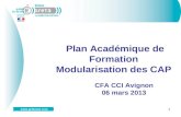1 Plan Académique de Formation Modularisation des CAP CFA CCI Avignon 06 mars 2013.