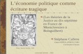 Université d'Artois 20041 Léconomie politique comme écriture tragique (Les théories de la Justice au dix-septième en France de Montchrestien à Boisguilbert)