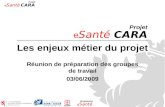 E Santé Projet CARA Les enjeux métier du projet Réunion de préparation des groupes de travail 03/06/2009 e Santé Projet CARA e Santé Programme.