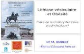 Société de Chirurgie de Lyon Lithiase vésiculaire et Obésité Place de la cholécystectomie prophylactique? Dr M. ROBERT Hôpital Edouard Herriot.