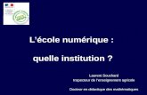 Lécole numérique : quelle institution ? Laurent Souchard Inspecteur de lenseignement agricole Docteur en didactique des mathématiques.