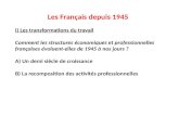 Les Français depuis 1945 I) Les transformations du travail Comment les structures économiques et professionnelles françaises évoluent-elles de 1945 à nos.