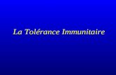La Tolérance Immunitaire. La superposition de deux systèmes fonctionnellement très différents…