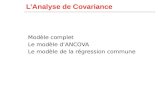 LAnalyse de Covariance Modèle complet Le modèle dANCOVA Le modèle de la régression commune.