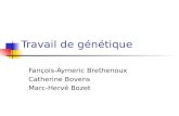 Travail de génétique Fançois-Aymeric Brethenoux Catherine Bovens Marc-Hervé Bozet.