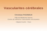 Christian PAGNOUX Pôle de Médecine Interne Centre de référence Vascularites nécrosantes Hôpital Cochin - Paris Vascularites cérébrales.