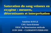 Saturation du sang veineux en oxygène : mesures, déterminants et interprétation Sandrine BAYLE CHU Saint-Etienne DESC de Réanimation médicale JUIN 2008.