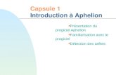 Capsule 1 Introduction à Aphelion n Présentation du progiciel Aphelion n Familiarisation avec le progiciel n Détection des arêtes.