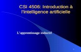 1 CSI 4506: Introduction à lintelligence artificielle Lapprentissage inductif.