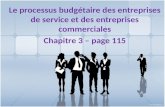 CHAPITRE 3 Le processus budgétaire des entreprises de service et des entreprises commerciales 1 Chapitre 3 – page 115.