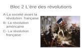 Bloc 2 Lère des révolutions A-La société avant la révolution française B- La révolution américaine C- La révolution française.