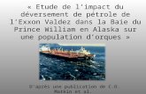 « Etude de limpact du déversement de pétrole de lExxon Valdez dans la Baie du Prince William en Alaska sur une population dorques » Daprès une publication.
