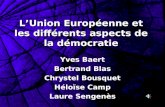LUnion Européenne et les différents aspects de la démocratie Yves Baert Bertrand Blas Chrystel Bousquet Héloïse Camp Laure Sengenès.