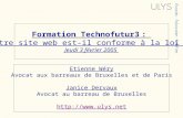 Formation Technofutur3 : Votre site web est-il conforme à la loi ? Jeudi 3 février 2005 Etienne Wéry Avocat aux barreaux de Bruxelles et de Paris Janice.