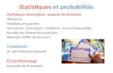 Statistiques et probabilités Statistique descriptive, analyse de données Moyenne médiane et quartiles (moyenne ; écart type) / (médiane ; écart interquartile)