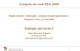 Total Professeurs Associés 1 Congrès du club EEA 2009 Table ronde « Energie : enjeux et perspectives » PolytechTours, 12 mai 2009 Energie, qui es-tu ?