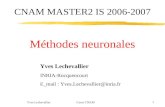 1 Yves Lechevallier Cours CNAM Yves Lechevallier INRIA-Rocquencourt E_mail : Yves.Lechevallier@inria.fr CNAM MASTER2 IS 2006-2007 Méthodes neuronales.