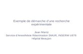 Exemple de démarche dune recherche expérimentale Jean Mantz Service dAnesthésie Réanimation SMUR, INSERM U676 Hôpital Beaujon.