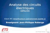 Analyse des circuits électriques -GPA220- Cours #5: Amplificateurs opérationnels (partie 1) Enseignant: Jean-Philippe Roberge Jean-Philippe Roberge - Janvier.