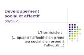 Développement social et affectif psy5221 L’homicide : (…)quand l’affectif s’en prend au social s’en prend à l’affectif(…)