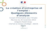 La création d’entreprise et l’emploi : Quelques éléments d’analyse Conseil d’Orientation pour l’Emploi Réunion du 26 novembre 2013 Grégoire Postel-Vinay.