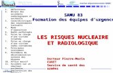 SAMU 83 Toulon U.F. Médecine de catastrophe Formation départementale NRBC Var 2005 1.Définitions 2.Bilans des accidents radiologiques et nucléaire 3.Caractéristiques.