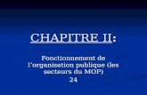CHAPITRE II: Fonctionnement de l’organisation publique (les secteurs du MOP) 24.