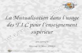 DM/GMC Séminaire Mutualisation des TIC dans L’enseignement supérieur MJENR/DT/SDTICE Tapis Rouge 31 Mars 2004 1 La Mutualisation dans l’usage des T.I.C.