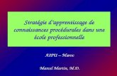 Stratégie d’apprentissage de connaissances procédurales dans une école professionnelle AIPU – Maroc Marcel Martin, M.D.