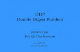 DDP Double Digest Problem présenté par Patrick Charbonneau Cours: IFT 6100 Université de Montréal.