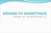 Présenté par Dr Mudahemuka J. C.. Critère de Diagnostic  Symptômes de diab é tes plus glyc é mie aleatoire ≥ 11.1 mmol/L (200 mg/dL) ou  Glyc émie à.