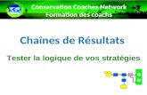Chaînes de Résultats Conservation Coaches Network Formation des coachs Tester la logique de vos stratégies.