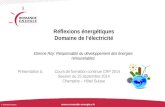© ROMANDE ENERGIE  Réflexions énergétiques Domaine de l’électricité Etienne Roy: Responsable du développement des énergies renouvelables.
