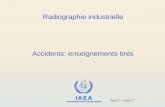 IAEA International Atomic Energy Agency Radiographie industrielle Accidents: enseignements tirés Jour 5 – Cours 7.