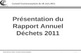 P. 1 Jeudi 30 Juin 2011: Conseil Communautaire Conseil Communautaire du 30 Juin 2011 Présentation du Rapport Annuel Déchets 2011.