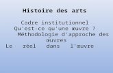 Histoire des arts Cadre institutionnel Qu'est-ce qu'une œuvre ? Méthodologie d'approche des œuvres Le réel dans l’œuvre.