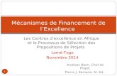 Mécanismes de Financement de l’Excellence Les Centres d'excellence en Afrique et le Processus de Sélection des Propositions de Projets 1 Lomé-Togo Novembre.