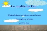 La qualité de l’air Effets globaux, continentaux et locaux Atmosphère urbaine Air intérieur.