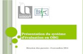 Présentation du système d’évaluation en OBG Réunion des parents - 6 novembre 2014.