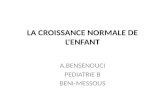 LA CROISSANCE NORMALE DE L'ENFANT A.BENSENOUCI PEDIATRIE B BENI-MESSOUS.