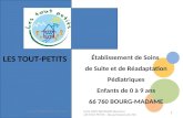 6ème CONGRES FHP-CSSR 2011 Mme ORTIZ BAUSSARD Directrice LES TOUT PETITS – Bourg Madame 66 760 111 Établissement de Soins de Suite et de Réadaptation Pédiatriques.