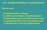 CM : Stratégie Marketing : le positionnement Plan du cours : - Le Positionnement : principes - Les différentes stratégies de positionnement -Positionnement.