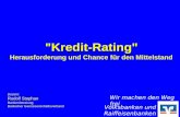 Badischer Genossenschaftsverband - Raiffeisen-Schulze-Delitzsch – e.V., Karlsruhe Rudolf Stephan Bankenberatung 1 "Kredit-Rating" Herausforderung und Chance.