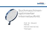 Suchmaschinen- optimierter Internetauftritt Prof. Dr. Eduard Heindl, Heindl Internet AG Tübingen.